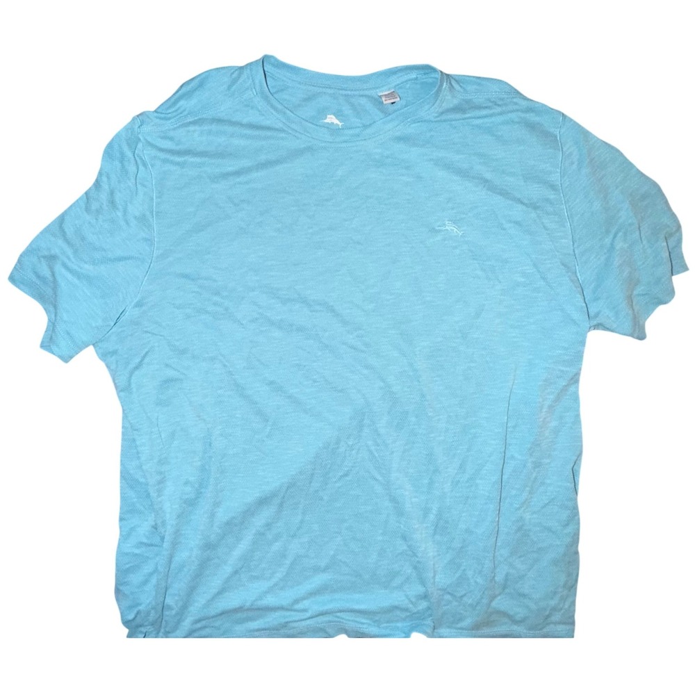 Tommy Bahama Mens XXXL Light Blue Slub Knit Marlin Logo Short Sleeve T-Shirt